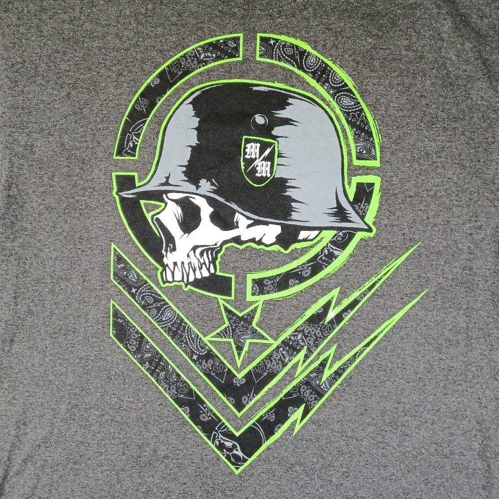 Y2K Metal Mulisha Shirt Mens Extra Large Grey Military Skull Motorsports FMX